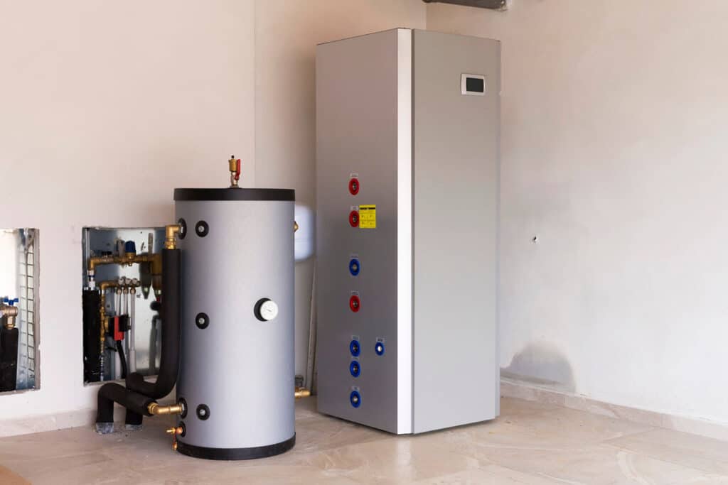 Tankless water heater in room